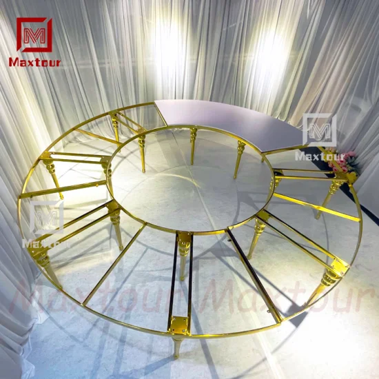 Big Round Half Moon Shape Gold Stainless Steel Wedding Event Dining Tables