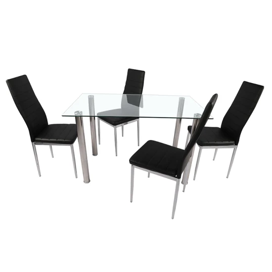 Hot Selling Modern Home Furniture Glass Metal Dining Table Set