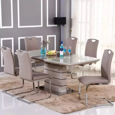 Nordic Luxury Kitchen Dining Room Classic Design Glass Top Wooden Dining Table Set 12 Chairs Wood Dining Table Legs